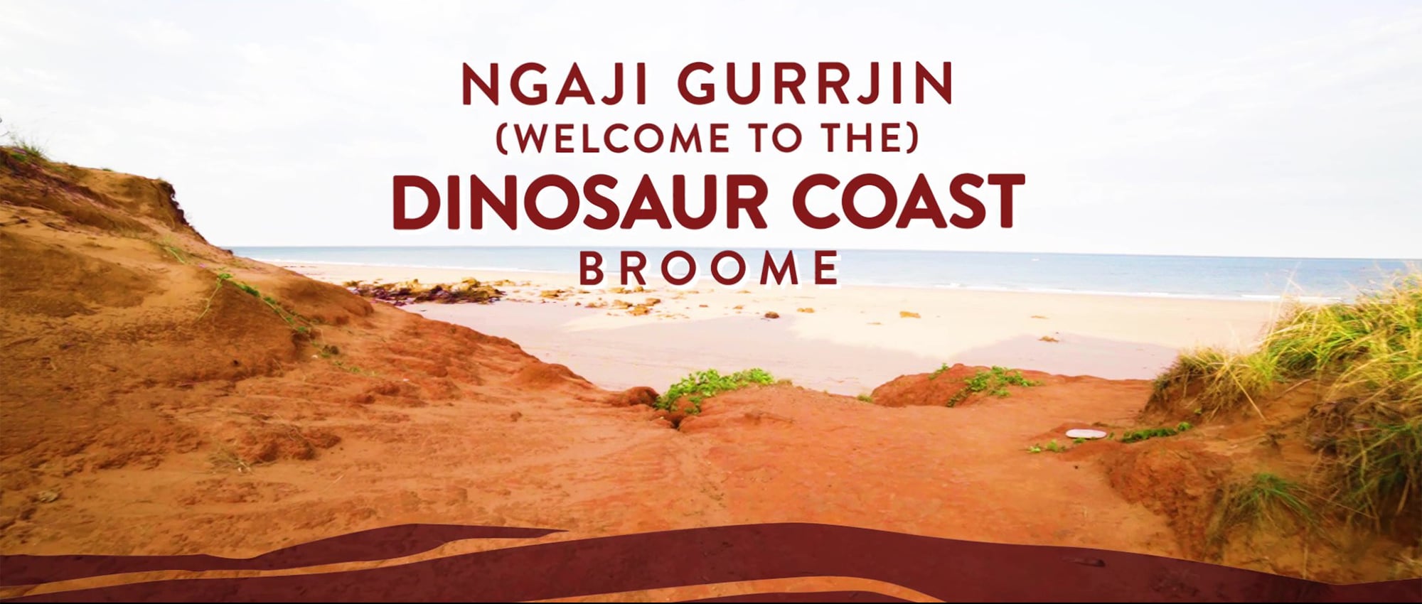 Kids exploring dinosaur footprints in Broome