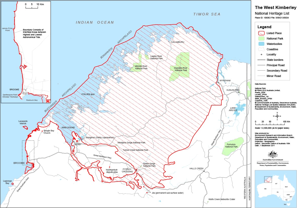 West Kimberley National Heritage Place Map